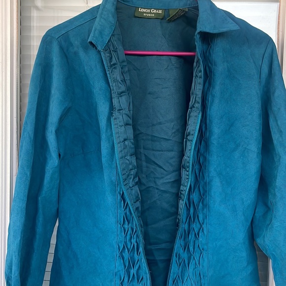 Lemon Grass Studio Bright Blue Blue Zip up Top - Picture 4 of 8